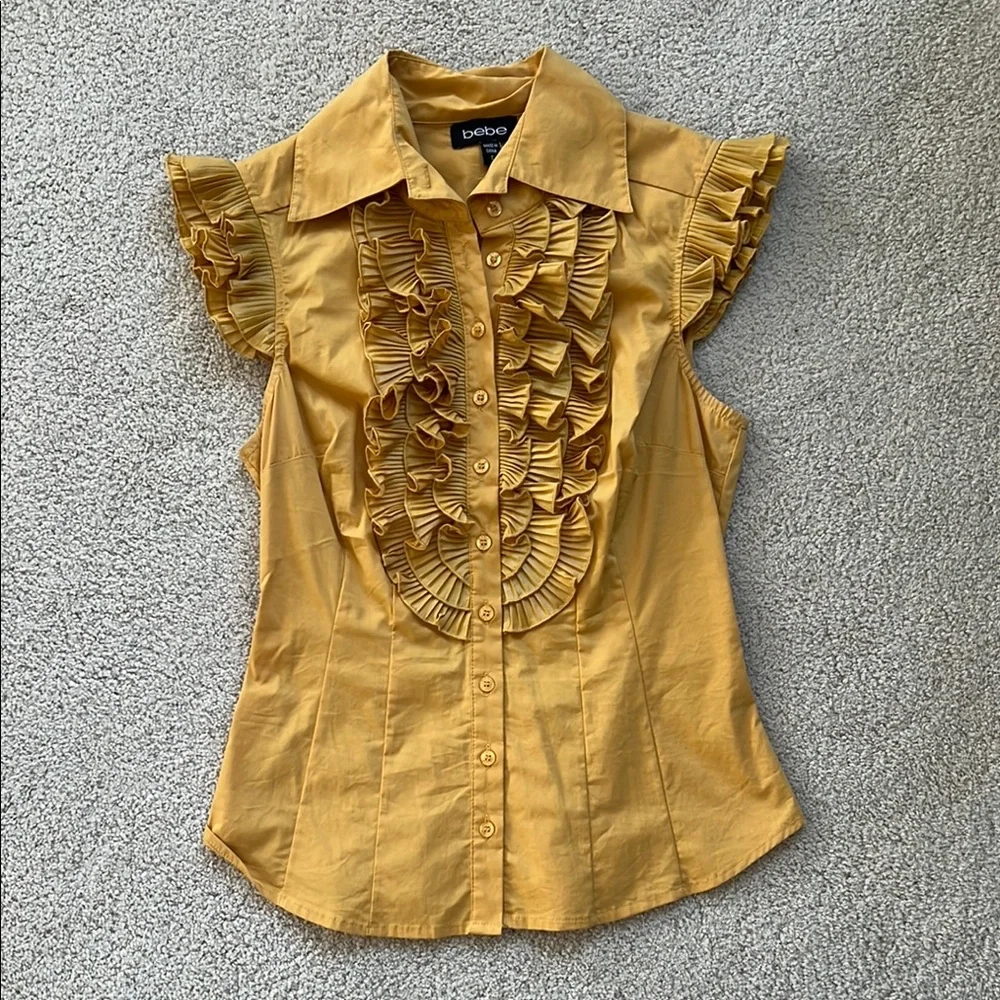 Bebe Yellow Ruffle Top - Picture 1 of 3